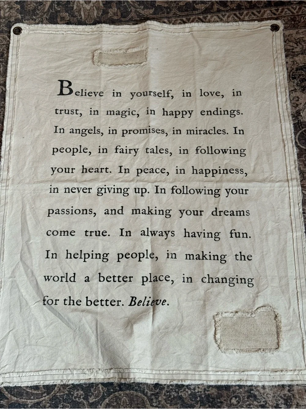 Sugarboo & Co. “Believe” 100% Cotton Inspirational Wall Hanging Banner